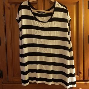 Ellos, 1X, Black/White Stripe Top
